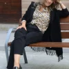 Mujer Emilio Iglesias Chaqueta de punto con capucha, detalle flecos