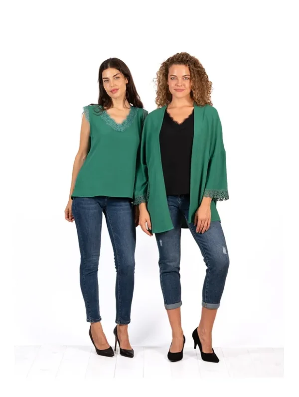 Mujer Emilio Iglesias Top lencero puntilla